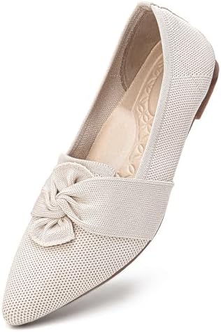 HONHOLD Women's Pointed Toe Flats Breathable Knit Ballet Flats - Image 6