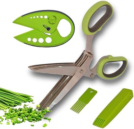 2-in-1 5-Blade Herb Scissors & Herb Stripper Set | 10-Hole Leaf stripper Stem by TEN73