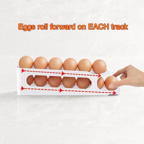Sotfamily Egg Holder for Fridge, 2 Tiers, Egg Roller for Eggs 12 Count - Image 3