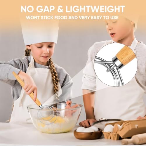 Maxjoy Danish Dough Whisk, Stainless Steel Wooden Bread Tool - Image 6