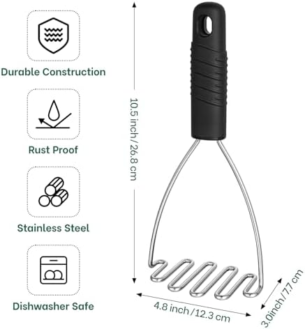 Beneno Ergonomic Soft Grip Stainless Steel Potato Masher - Image 5