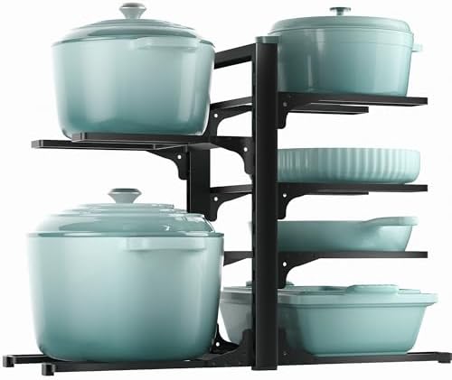 ORDORA Pots and Pans Organizer Under Cabinet 13.8", 6-Tier Adjustable Rack by ORDORA