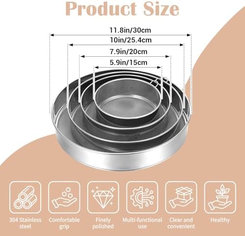 4 Pack Flour Sifter with Hanging Ring, Stainless Steel Fine Mesh Strainers - Image 2