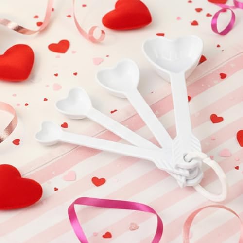 UP 4-Piece Heart Melamine Measuring Spoons Set, Professional Nesting Baking and - Image 2