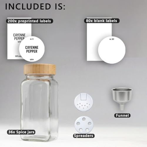 Deco haus Spice Jars with Bamboo lids 36 x 4oz - Image 3