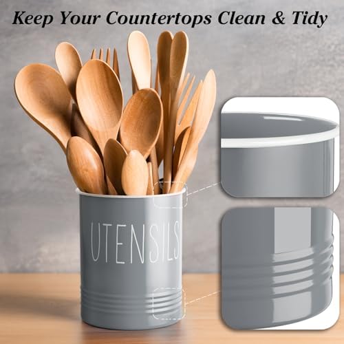Bivvclaz Gray Kitchen Utensil Holder, 6.7" Utensil Holder - Image 4