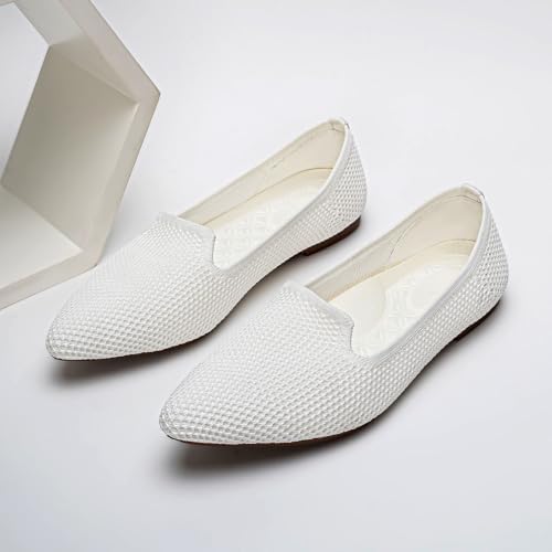 HONHOLD Women's Pointed Toe Flats Breathable Knit Ballet Flats - Image 6