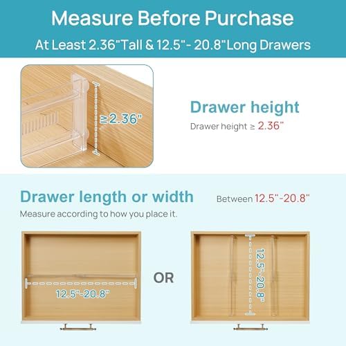 Vtopmart 4 Pack Shallow Drawer Dividers, 2.36" High 12.5"-20.8" Adjustable - Image 5