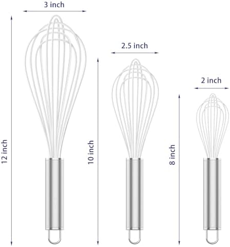 OYV White Silicone Whisk Set of 3, 8/10/12 Inch, Non-Scratch - Image 6