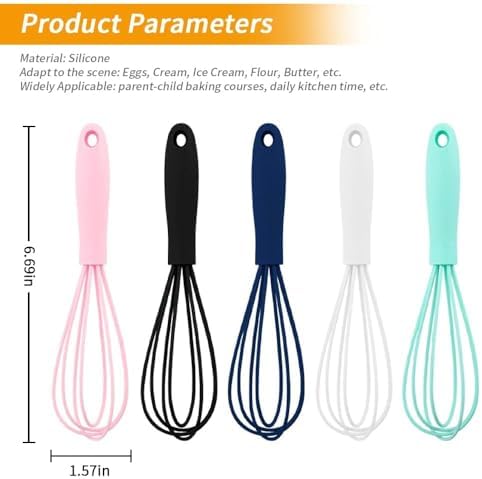 5 Pcs Silicone Mini Whisk, Stainless Steel Dough Small Whisk - Image 7