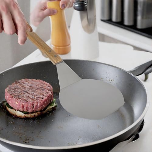 Extra-Large Stainless Steel Wide Spatula Turner Strong Wooden Handle - Image 4