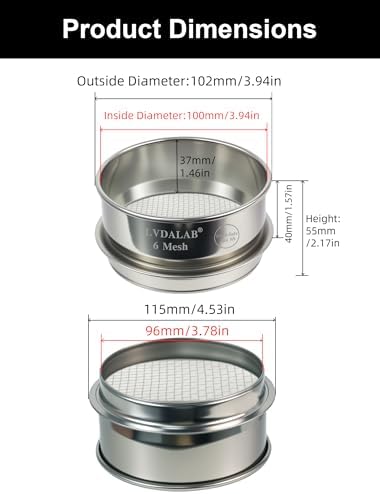 4" Full 304 Stainless Steel Lab Sieve, 6 Mesh Sifter - Image 5
