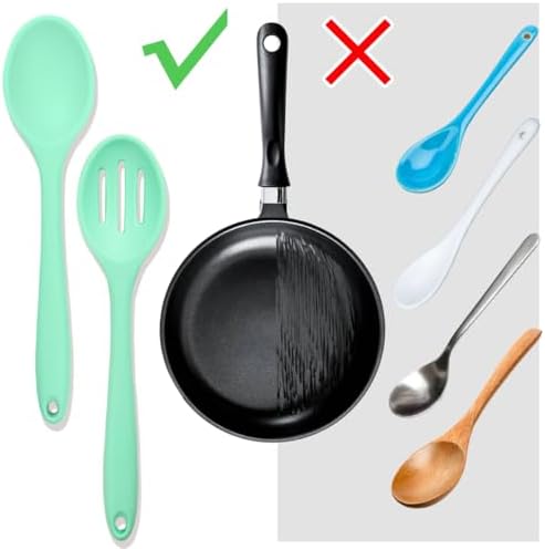 8 Pcs Heat Resistant Non Stick Silicone Serving Spoons Set -Ideal - Image 4