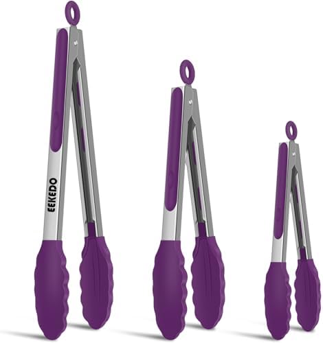 Kitchen Tongs, Stainless Steel Cooking Tongs by EEKEDO