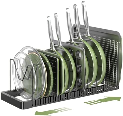PanPanPal Pots and Pans Organizer under Cabinet, Expandable Pot Lid Organizer by PanPanPal