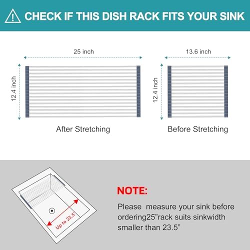 BBXTYLY Extra Large Expandable Roll Up Dish Drying Rack, Over The Sink Drying - Image 2