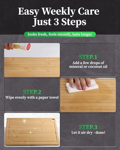 Kitsure Bamboo Cutting Board for Chopping & Serving - Image 6