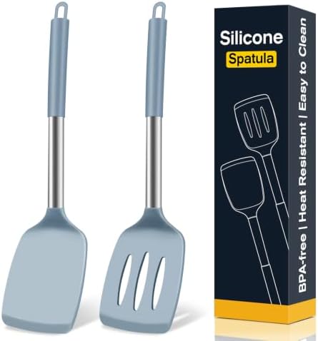2 Pack Silicone Spatula Set, Solid & Slotted Turner by Unknown