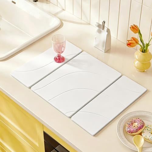 Large Stone Drying Mat for Kitchen Counter, Water-Absorbent Marble Diatomaceous - Image 2