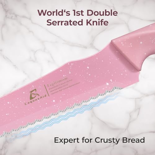 CoquusAid Bread Knife for Homemade Bread, World's 1st Double Serrated Knife - Image 2