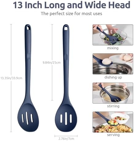 U-Taste Silicone Slotted Spoon, 13.3" Long Large Mix Spoon, Midnight Blue - Image 2