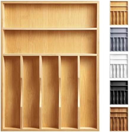 Kitchen Bamboo Silverware Organizer, Kitchen Drawer Organizer by oridom