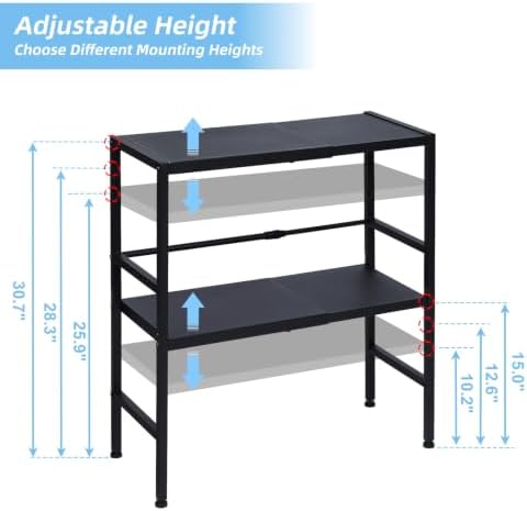 2-Tier Expandable Metal Storage Shelves, 150LBS Heavy Duty Shelving Units and - Image 3