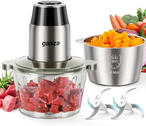 Ganiza Food Processors with 2 Bowls, 450W Meat Grinder Vegetable Chopper by Ganiza