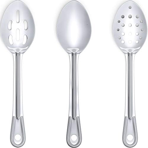Super Strong, Ergonomic 11 in Serving Spoon 3 Pk. Big, Stainless Steel Spoons by FoodRestaurantSupplies