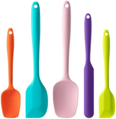 Silicone Spatula Set, 5 Piece Food Grade Rubber Spatulas by Hoewina