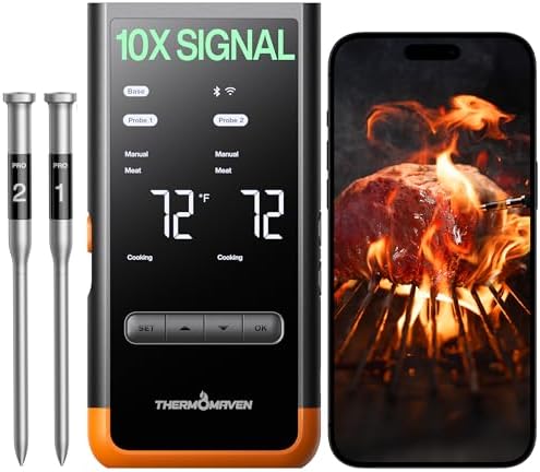 ThermoMaven Sub-1G Wireless Meat Thermometer, 2 Probes WiFi Thermometer by ThermoMaven