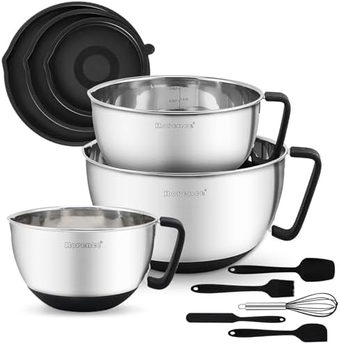 Rorence Stainless Steel Mixing Bowls: Metal Mixing Bowl Set by Rorence