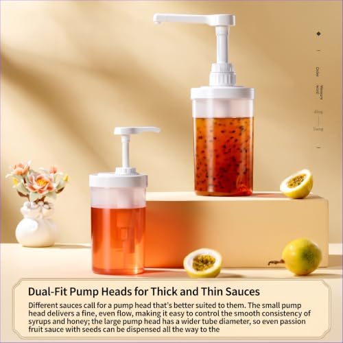 Syrup Dispenser 17.6Oz, Pump Dispenser 500ml Syrup Bottle w Measuring Cup and - Image 3