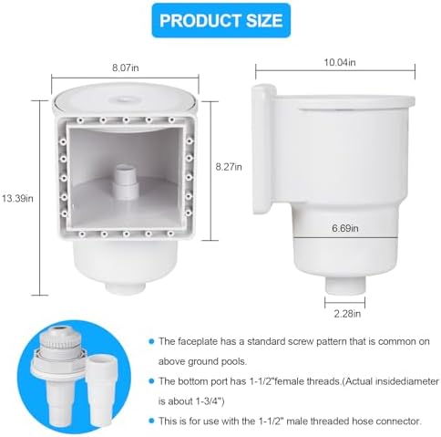 Universal Above Ground Pool Skimmer Kit, Heavy Duty Through Wall Pool Skimmers - Image 4