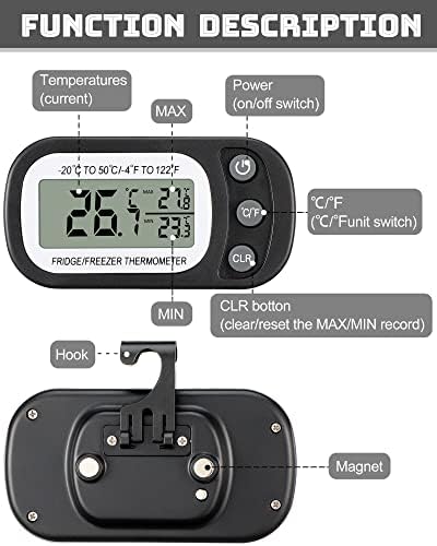 Frienda 4 Pcs Black Fridge Thermometer Refrigerator - Image 3