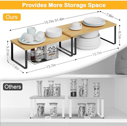 OGEMXU Cabinet Shelf Organizers, 15.7 inches Large Kitchen Counter Shelf - Image 2