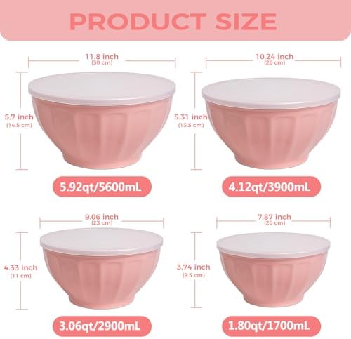 BoxedHome Mixing Bowls with Lids Set, 8 pieces Large 0.2” Thick Plastic Nesting - Image 6