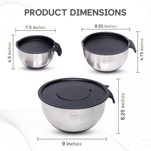 Stainless Steel Mixing Bowls Set of 3, Large Nesting Bowls - Image 6