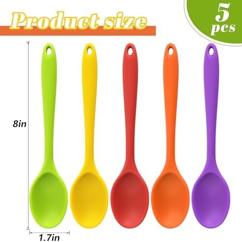 HANSGO 5PCS Small Silicone Spoons, 8 Inch Silicone Mixing Spoons - Image 2