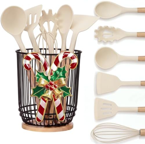 7 Pcs Christmas Kitchen Decor, Silicone Christmas Cooking Utensil by Ferrochef