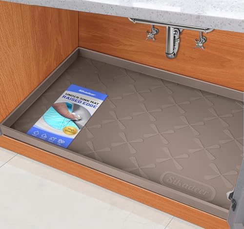 SIKADEER Waterproof Under Sink Mat 34" x 19" Cabinet Protector Silicone Mat by SIKADEER
