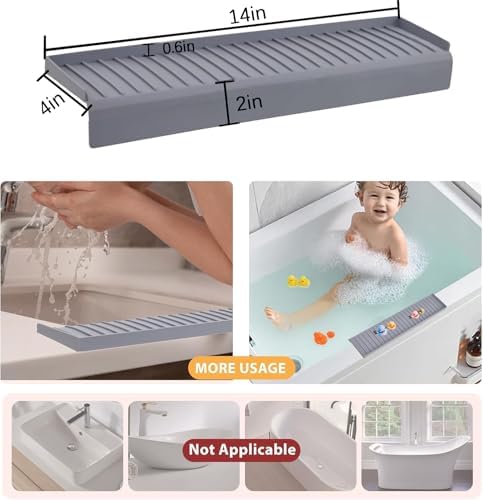 Sink Edge Protector with Suction Cup 4"x14", Silicone Sink Splash Guard - Image 5