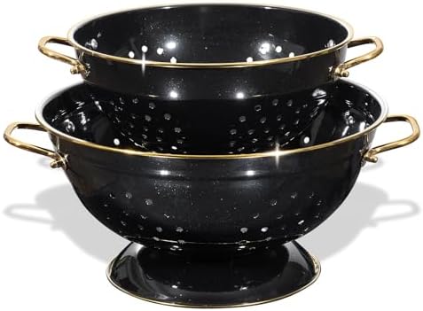 Metal Colander 2 Pack, 3.5 Quart Powder Coated Self-draining Solid Ring Base by Unknown