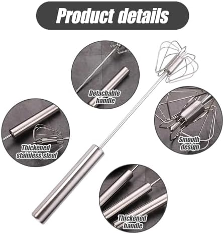 Stainless Steel Egg Whisk, 2025 Upgrade Hand Push Whisk Blender - Image 3