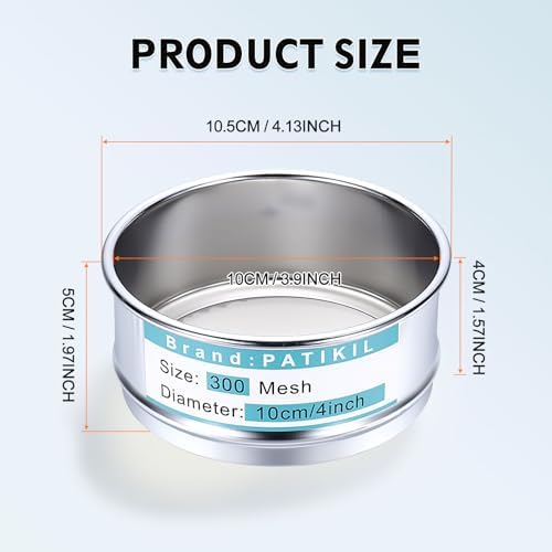 PATIKIL 300 Mesh Lab Sieve, 3.9" Diameter Sifting Screen 304 Stainless Steel - Image 2