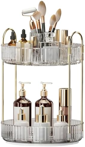 360° Rotating Makeup Organizer, Large-Capacity Skincare Make Up Storage 2 Tier by Oifecsie