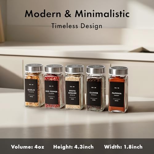 EDELHAUS Glass Spice Jars with Label, 24x Stainless Steel Lids - Image 2