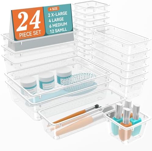 24 PCS Drawer Organizer Set, Makeup Organizers, Tool Storage Trays by Unknown