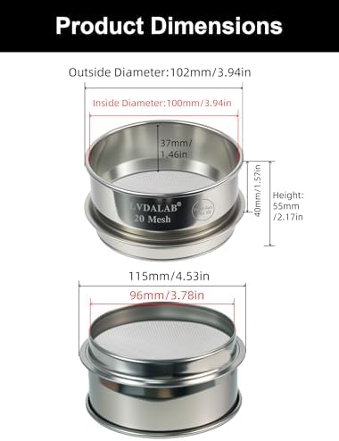 4" Full 304 Stainless Steel Lab Sieve, 20 Mesh Sifter - Image 5