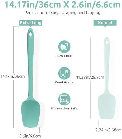 U-Taste 14" Long Silicone Spoonula, 600°F High Temp Spoon Spatula, Aqua Sky - Image 2